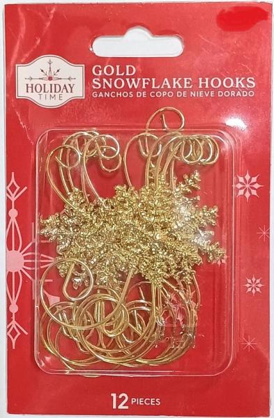 HOLIDAY Time 'Gold Snowflake' Weihnachtsbaumhänger 12 Teile Import USA